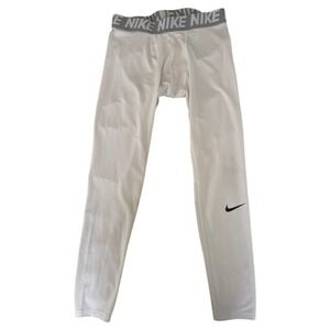 Nike Pro Dri-FIT White Training Compression Tights Pants Leggings - Kids Medium